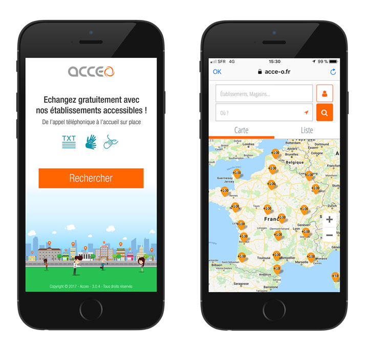 Capture écran application mobile ACCEO